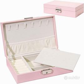 Scatola Portagioie 2 Strati in Pelle PU Orecchini