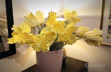 10 Fiori tulipani "pappagallo" sintetici, silicone