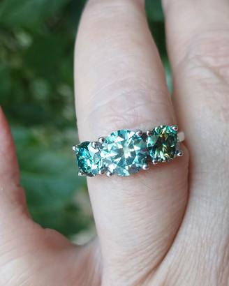 anello trilogy  argento e moissanite tg  18 mm