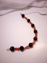 Bracciale ak57,  Argento 925 , Corallo, Onice