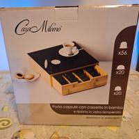 Porta capsule caffe e cialde in Bambù e vetro