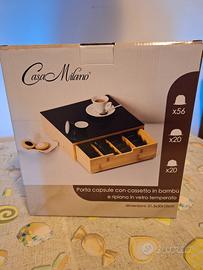 Porta capsule caffe e cialde in Bambù e vetro