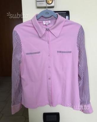 Camicia donna rosa in cotone e seta