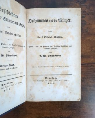 Rara ediz. orig. 1844 Müller Orchomenos Minyer