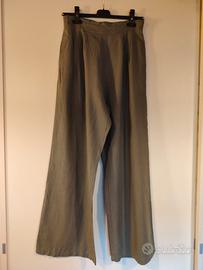 Pantaloni misto lino verde oliva