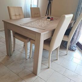 Set Tavolo Allungabile 160x90 + 4 Sedie Imbottite