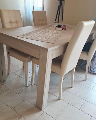 Set Tavolo Allungabile 160x90 + 4 Sedie Imbottite