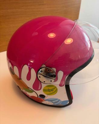 Casco moto bambina/o fucsia