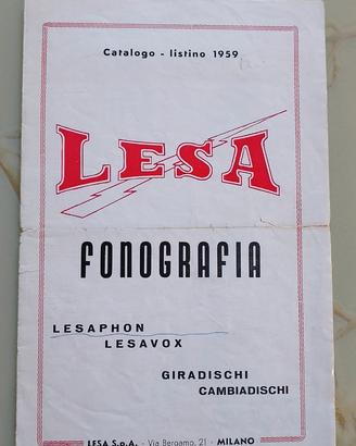 LESA FONOGRAFIA, catalogo - listino 1959 - Lesapho