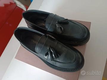 Mocassini donna con tacco in gomma