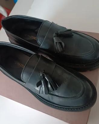 Mocassini donna con tacco in gomma