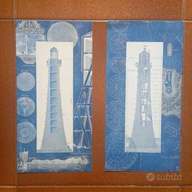 Coppia stampe di fari architettonici 
