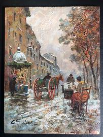 Dipinto olio su tavola G.Salvi “Milano”