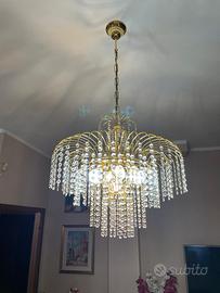 Lampadario a cascata Swarovski dorato cm50