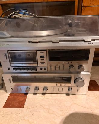 Impianto Hi Fi Sanyo Giradischi Philips