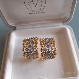 Orecchini a cerchio oro argento zirconi rombi