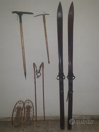 alpinismo - sci legno, piccozze,ciaspole,zaino ecc