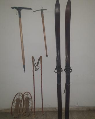 alpinismo - sci legno, piccozze,ciaspole,zaino ecc