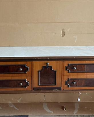 Cassettone cm.170 noce top marmo Calacatta oro