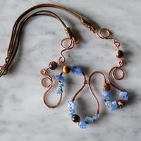 Collana in rame stile boho con pietre dure