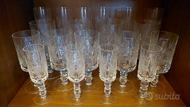 Set bicchieri in cristallo di Boemia inciso