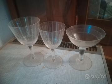 3 Set da 6 bicchieri cristallo