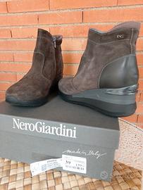Stivaletto nero giardini 39 camoscio e pelle