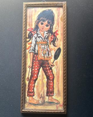 Quadretto vintage F. Idylle bambina con padella