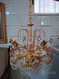 lampadario oro con cristalli 