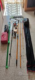 canne e varie attrezzature per pesca