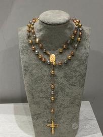 Rosario mille luci in oro 18 carati lungo 80 cm