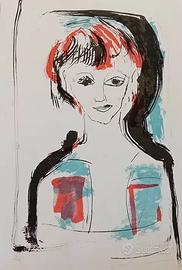 Ernesto Treccani cm 50x35 litografia Volto