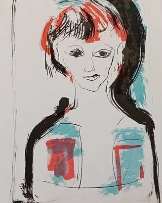 Ernesto Treccani cm 50x35 litografia Volto
