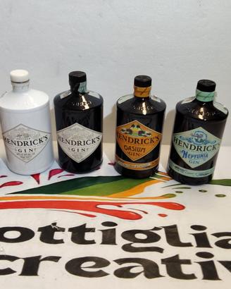 SET DI 5 BOTTIGLIE VUOTE DI GIN HENDRICKS DIVERSE 