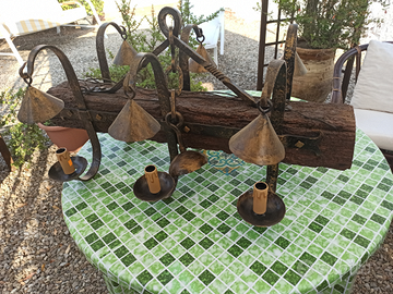 Lampadario ferro battuto