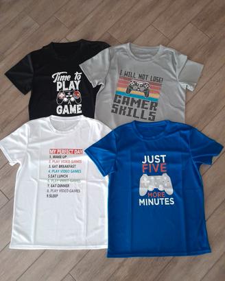 Lotto 4 Magliette Ragazzo 14Y - Gaming - No Stiro