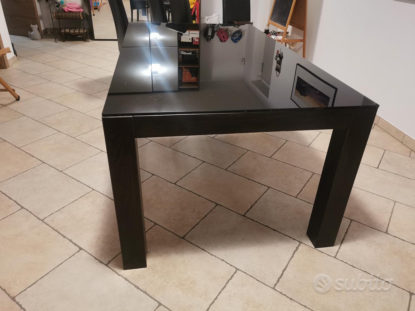 tavolo legno nero wenge vetro rettangolare sedie Arredamento e