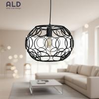Lampadario moderno traforato nero 1 luce E27