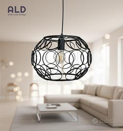 Lampadario moderno traforato nero 1 luce E27