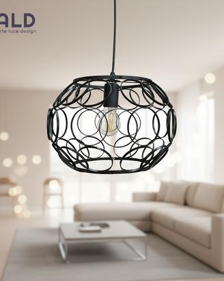Lampadario moderno traforato nero 1 luce E27