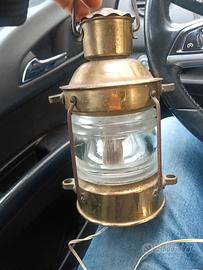 lampada marina, ottone vintage  in vetro elettrico