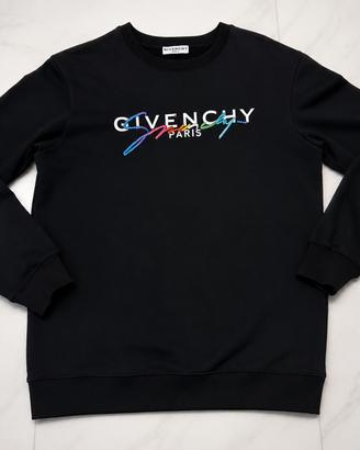 Givenchy Paris Felpa Nera Logo Ricamato multicolor