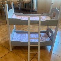Letto a castello  in legno per bambole