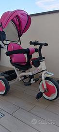 Bici passeggino per bambina rosa, bianca e nera