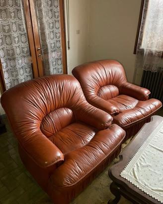Coppia di poltrone in vera pelle