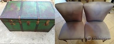 BAULE ANTICO, 2 POLTRONE, 2 MATERASSI VINTAGE