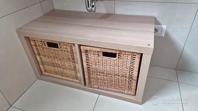 mobile 77x41 con ceste in legno come nuovo