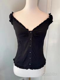 Brandy Melville Black Ruffle Milkmaid