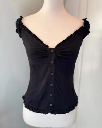 Brandy Melville Black Ruffle Milkmaid