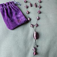 Set collana orecchini vetro Murano viola